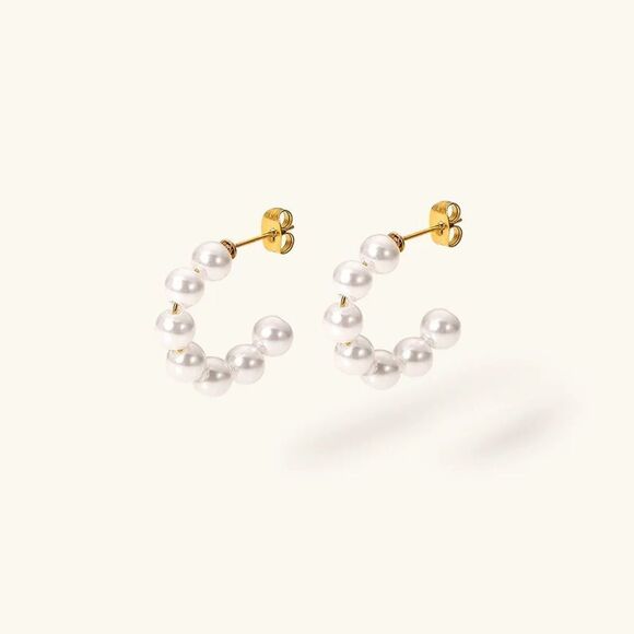 Anthropologie Jewelry - Pearl hoop earrings #1109